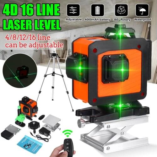 16 Lines Laser Level Green 4D Level Self-Leveling 360 Horizontal & Vertical Cross Powerful Green Beams Laser Level