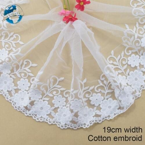 19cm width cotton embroid lace sewing ribbon guipure trims doll lace warp knitting DIY Garment Accessories wedding lace#3450