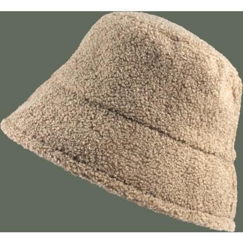 Winter Big Brim Fisherman Hat Women Japanese Teddy Cashmere Solid Warm Wide Brim Basin Hat Casual Lady Soft Bucket Caps