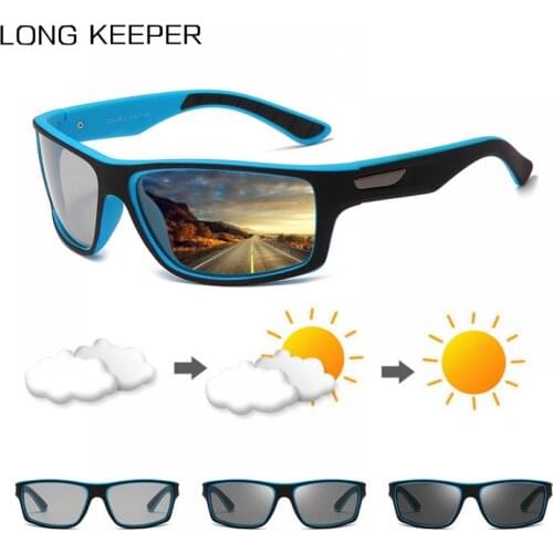 LongKeeper Polarized Photochromic Sunglasses For Men Change Color Driving Sun Glasses Male Vintage Black Sports Eyewear Goggles