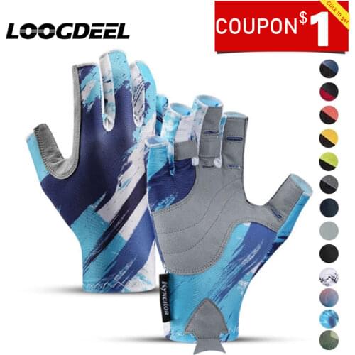 LOOGDEEL Fishing Gloves Comfortable Durable Wearable Gloves Anti-slip Breathable Half Finger Gloves Outdoor Fishing Gloves