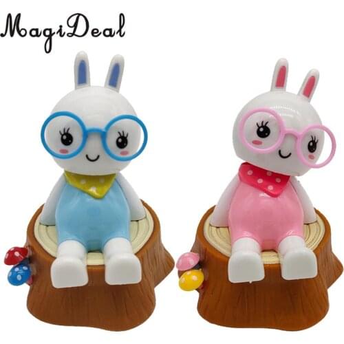Solar Powered Dancing Animal Doll Swinging Animated Bobblehead Toy Home Car Decor - Cute Rabbit