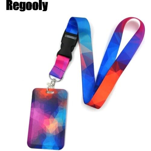 Triangles Color Creative Lanyard Card Holder Student Hanging Neck Phone Lanyard Badge Subway Access Card Holder Accessories