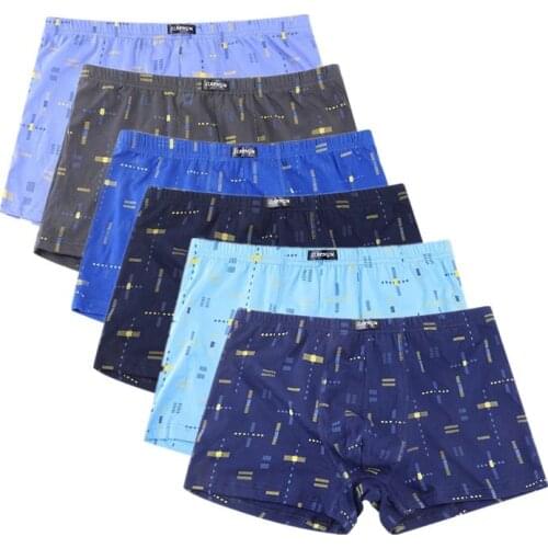 5Pcs/Lot MenS Underwear Printed Shorts Cotton Comfortable Breathable Middle-Aged MenS Loose Large Size Boxer Pants