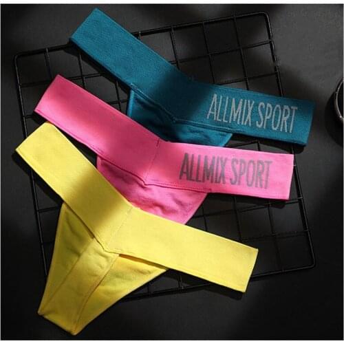 Top Fashion Sexy Seamless Sports Fitness Letter Deep V Wide Waist Low Waist Seamless Briefs Thong Womens Underwear