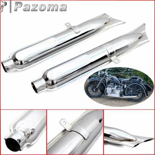 Motorcycle Chrome Retro 750cc Fishtail Exhaust Mufflers Pipes 24HP 32HP Engine Parts for BMW K750 M1 M72 R71 R12 Dnepr MT12