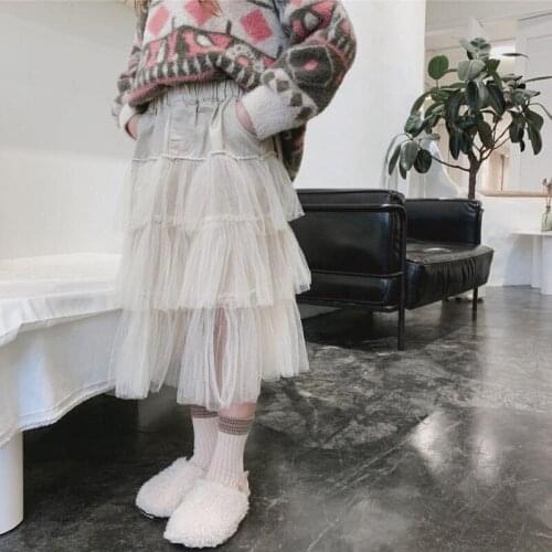 DFXD Big Girls Fashion Princess Skirt 2020 Spring Elastic Waist Mesh Patchwork Cake Skirts For 3-12Yrs Party Wear Kids Clothes