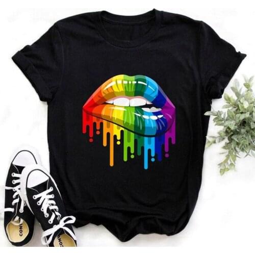 Women Printed T-shirt Leopard Lips Tops Butterfly Tree Tees Heart O-neck Short Sleeve Tshirts Summer Casual Elastic Tee Clothing