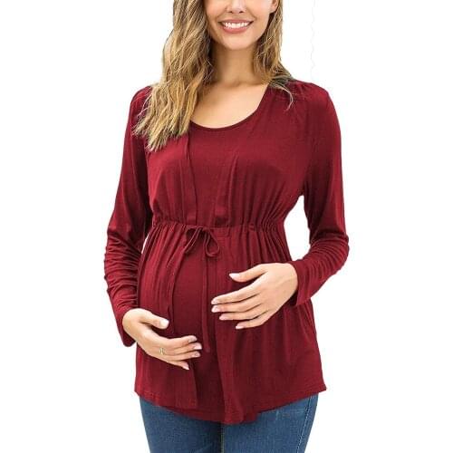 Pregnancy top 2019 Women Maternity Long Sleeve Double Layer Nursing Tops T-shirt For Breastfeeding L401028