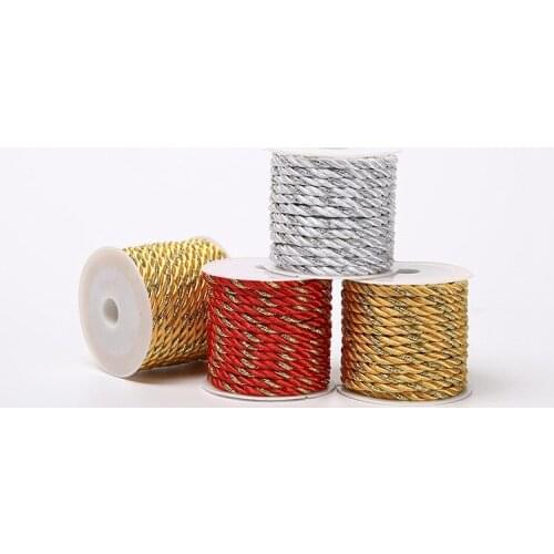10pcs 3M Gold And Silver Garment Tag Rope Childrens Handmade Thread DIY Craft Supplies Bakers Twine Apparel Sewing Cords Rope