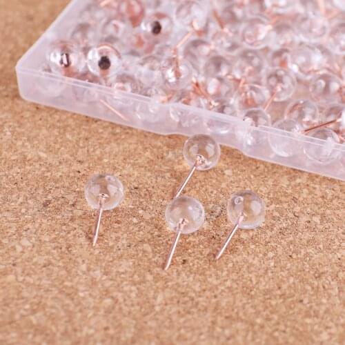 100pcs/box Transparent Rose Gold Push Pins Thumb Thumbtack Board Pins Drawing Photo Wall Studs Office School Supplies