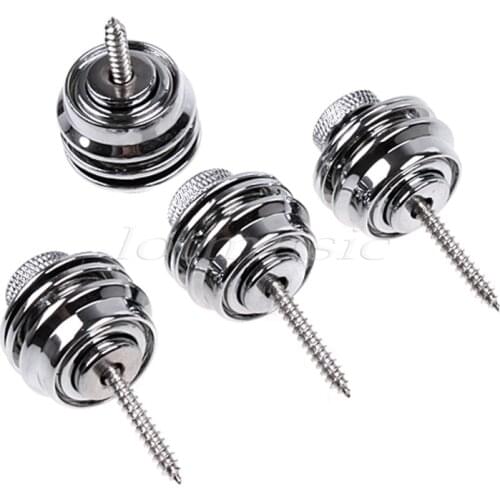 2 Pairs Chrome Flat Head Strap Locks For Fender Tele Strat Replacement