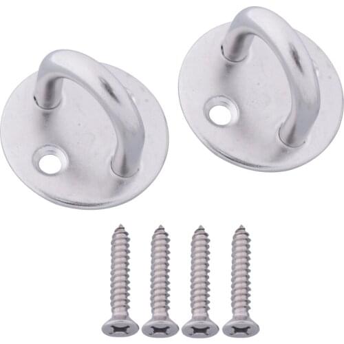 2Pcs 304 Stainless Steel M6 Ring Round Sail Shade Pad Eye Plate Boat Rigging