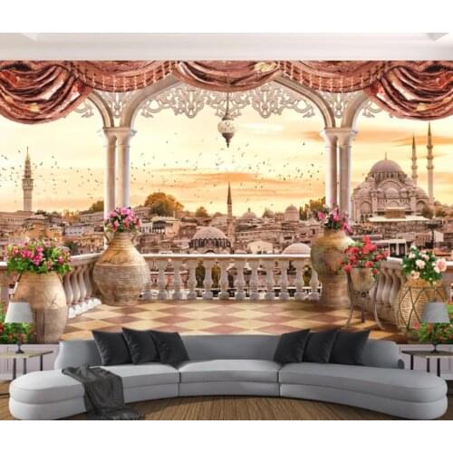 Custom 3D Mural Wallpaper Balcony turkey landscape 3d Painting Wallpaper For living room bedroom