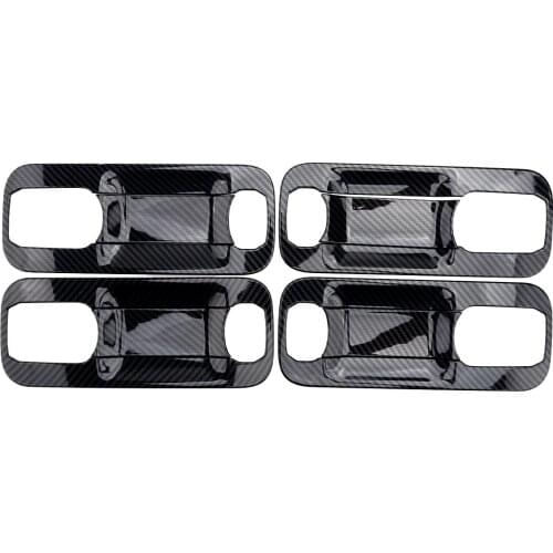 4pcs Car Door Handle Bowl Cover Trim Decor Carbon Fiber Style ABS Fit for Ford F-150 F150 2017 2018 2019 2020