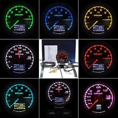 62mm GReddi Multi D/A gauge 7 Color Car Digital Display Turbo Boost Water Temp Gauge 2.5 Inch