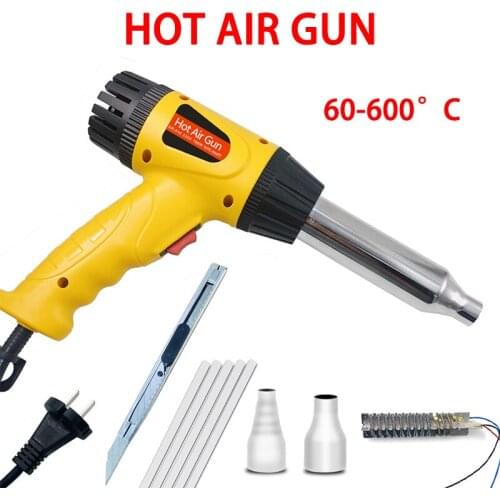 750W hot air gun 220V Adjustable temperature welding gun Auto plastic pipe welding repair tools 60-600 degrees hot air gun