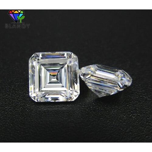 Free Shipping AAAAA Qaulity CZ Stone 3x3~12x12mm Square Shape Asscher Cut White Cubic Zirconia Stone Synthetic Gems For Jewelry