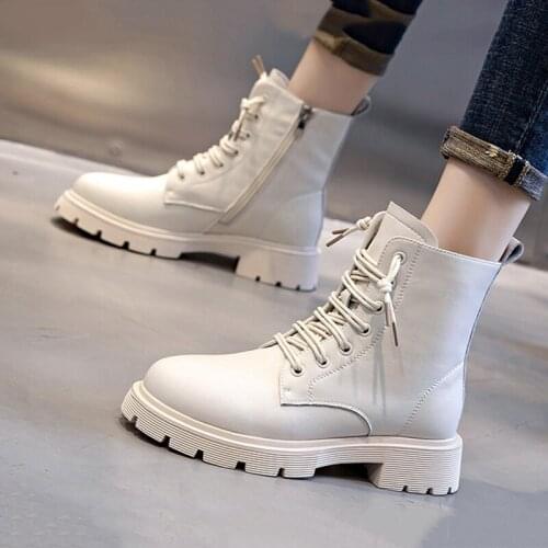 Genuine Leather Boots for Women Heels Martin Ankle Boots Female Nice Designer Platform Shoes Woman Booties Zipper Chunky Shoes