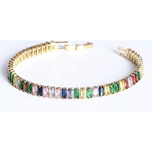 Mixed Color Zircon Bracelet, Multicolored Transparent Crystal Jewelry, Fashionable And Exquisite Accessories For Girls L103612