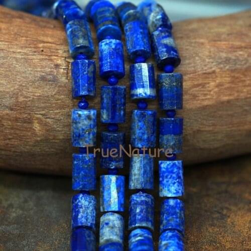 Natural Lapis Lazuli Loose beads Tube Faceted Thin Stone Full Strand 15.5 inch 1 pcs for sale In 10*14 mm BE6372