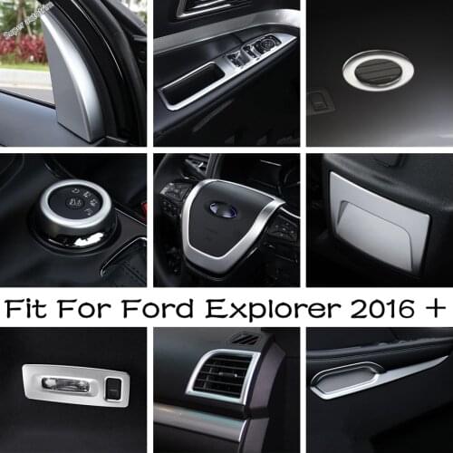 Steering Wheel / Armrest Box Anti Kick Panel / Door Handle Decoration Cover Trim For Ford Explorer 2016 - 2018 ABS Accessories