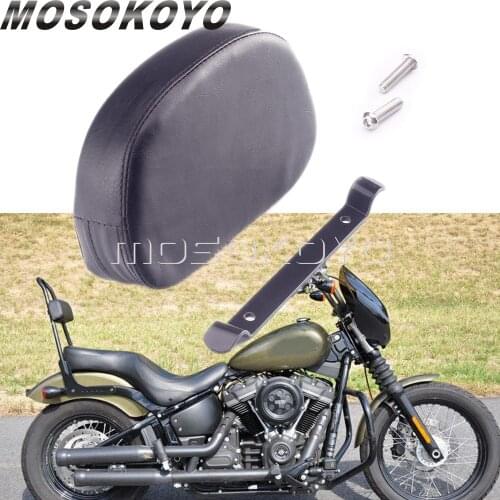 Black PU Leather Motorcycle Passenger Rear Sissy Bar Backrest Pad For Harley Touring Softail Street Bob Low Rider FXBB 2018-2020