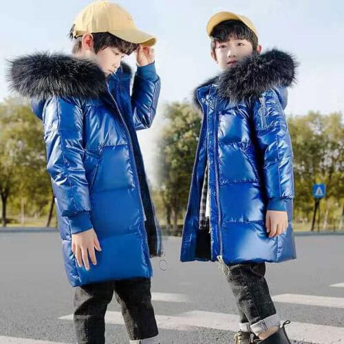 6-14Yrs Teens Winter Children Down Jacket For Boys Girls Thicken Fur Collar Snowsuit Coat Kids Fashion White Duck Down Parkas