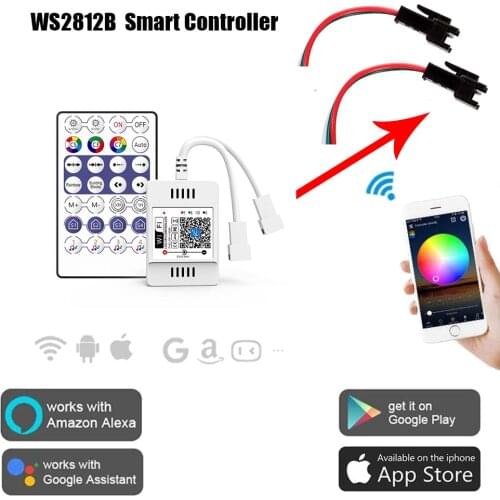 WS2812B Voice Controller Smart WiFi APP Control, Support Amazo n Alexa Google Home,for WS2812 SK6812; 4pin WS2813 WS2815 DC5-24V