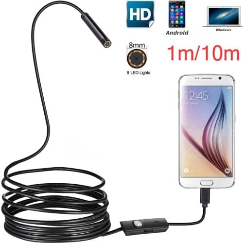 HD 720P 8mm Android USB Endoscope 2.0MP Camera 2m 5m IP67 Waterproof Snake Inspection Android OTG USB Borescope Camera