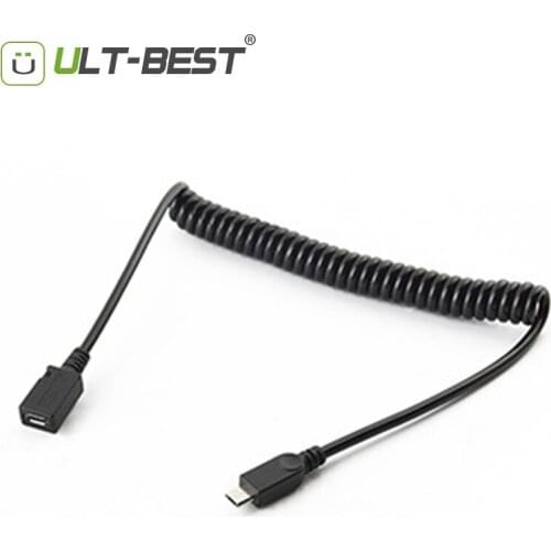 ULT-Best Micro USB 2.0 Male to Female Coiled Cable 1.5M Micro USB Adapter Cable For Smart Phone Portable Connector