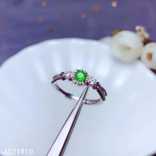 KJJEAXCMY boutique jewelry 925 sterling silver inlaid Natural Diopside gemstone female ring support detection classic