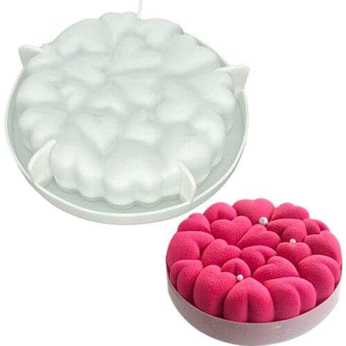 Round Heart Silicone Cake Mold Mousse chocolate Dessert Baking Mould Love Shapes Valentines Day Wedding Pastry Pan bakeware