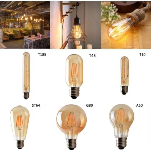 Retro Edison Light Bulb E27 220V-240V A60 G80 ST64 T10 T45 T185 Filament Incandescent Ampoule Bulbs Vintage Edison Lamp