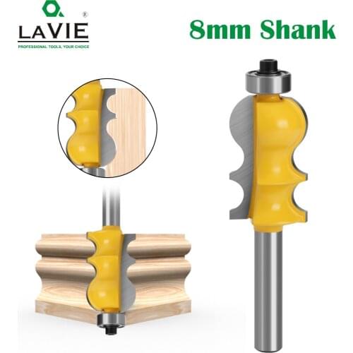 LAVIE 1pc 8MM Shank Special Architectural Moulding Line Router Bit Woodworking Cutter Milling for Wood Bit Face Mill MC02074