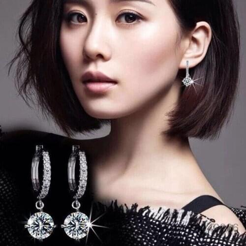 LEKANI 925 Sterling Silver Clear CZ Waterdrop Hoop Earrings for Women Wedding Engagement Statement Luxury Jewelry SCE830