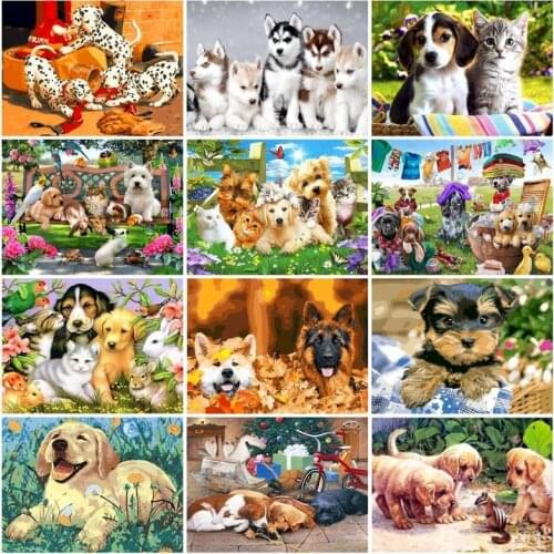 SDOYUNO Dog Paint By Numbers Kits On Canvas Animals DIY Frameless 60x75cm Oil Painting By Numbers Hand Painting Home Decor
