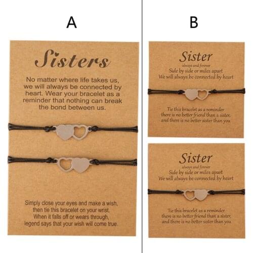 Sisters Card Bracelet 2-piece Set European and American Creative Stainless Steel Heart-shaped Good Friend Bracelet