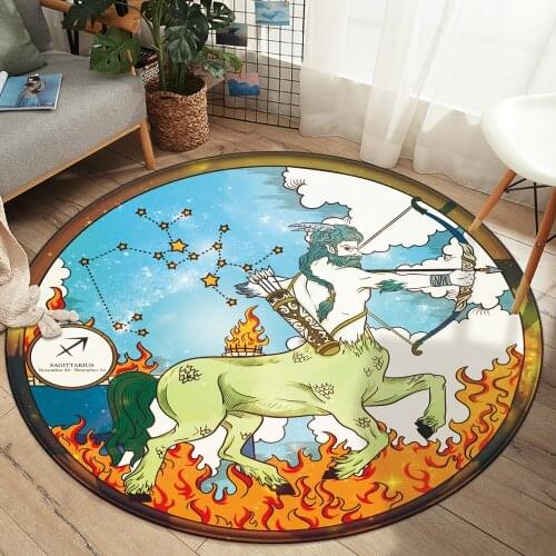 Non-slip Carpet Bedroom Home Decor 12 Constellation Sagittarius Pattern Rectangle Round Carpet Floor Mat Living Room Rug 2021