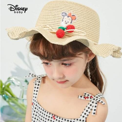 New Disney Hats for Girl Summer Panama Fedora Hat Bucket Hat With String Comfortable Soft Ventilation Children Hat For Girls
