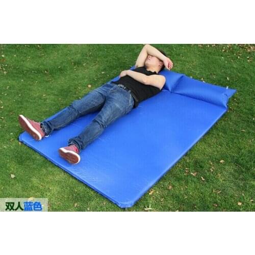 Portable Double Person tent Automatic inflatable cushion Thicken folding PVC moisture pad camping Siamese pillow inflatable mat