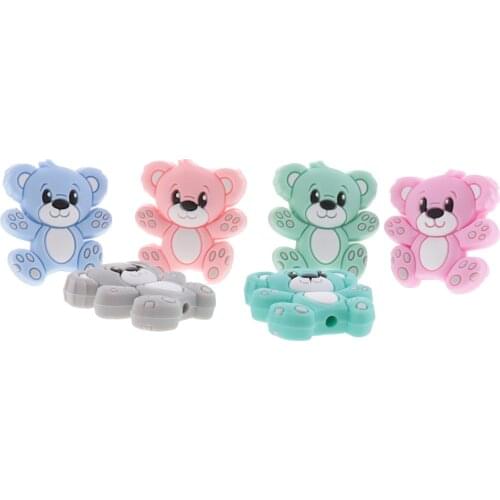 50pcs Bear Silicone Animal Beads Baby Teething Toy Of Food Grade Silicone Baby Beads Chew Necklace Beads For Babies Free Bpa