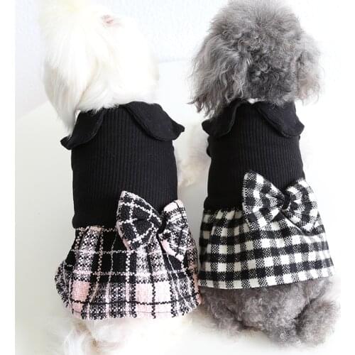 Dog Cat Puppy Dress Girl Dog Clothes Winter Pet Dresses Skirt Chihuahua Yorkshire Terrier Pomeranian Maltese Shih Tzu Costume XS
