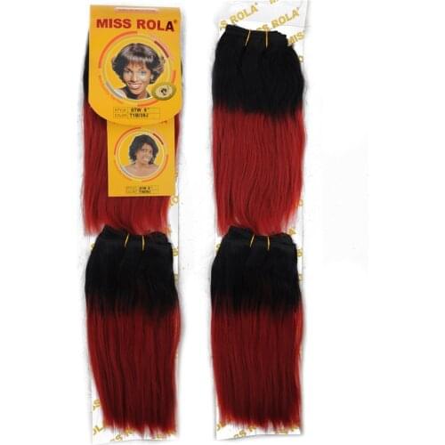 Yaki Straight Hair Weaving 8" Straight Bundles Weave Hair Weft 2Bundles /100G/Pack Synthetic Hair Extension 1B/39J(Free Shipping