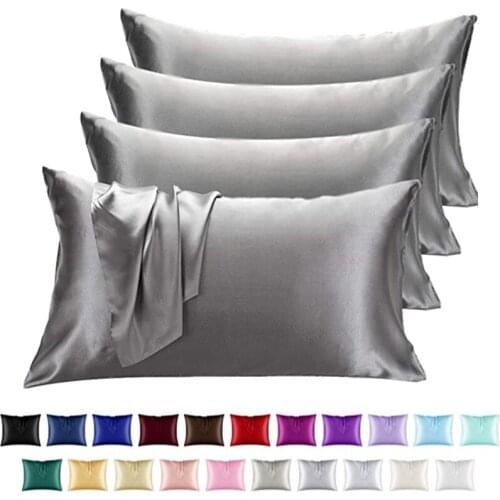 2 Pack Wrinkle Resistant Ultra Soft Satin Pillowcases with Envelope Closure Multi-color King Queen Pillow Case for Hair and Skin