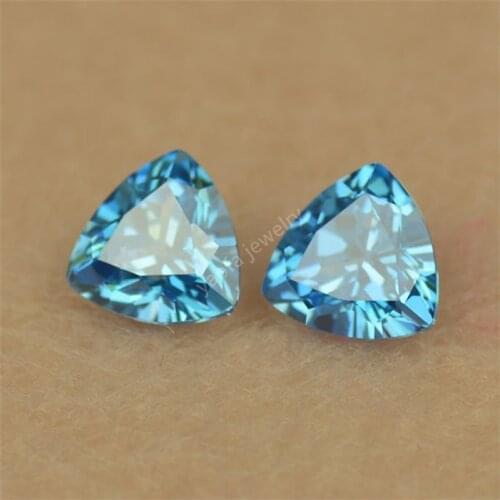Sale 5A Aquamarin Zircon 3x3~12x12mm Trillion Cut Triangle Shape Deep Sea Blue Loose Synthetic Cubic Zirconia Gems Stone For DIY