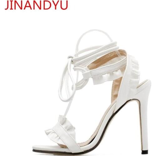 Lace Up White High Heels Shoes for Women Pumps Gladiator Sandals Women Shoes High Heel Wedding Heels Bride Ladies Shoes Classy