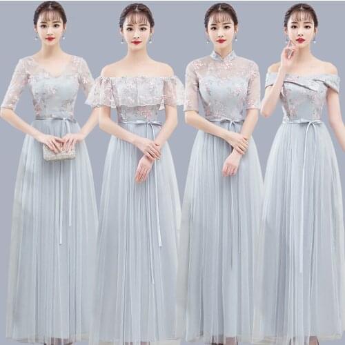 Blue Gray New Design Sexy Sweet Long dress Sweetheart A-line Party Sister Dress Elegant For Women Summer Clothes For Women