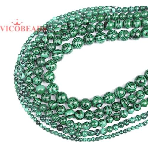 Synthetic Stone Green Malachite Round Loose Beads 15" Strand 3 4 6 8 10 12 14MM Pick Size For Jewelry