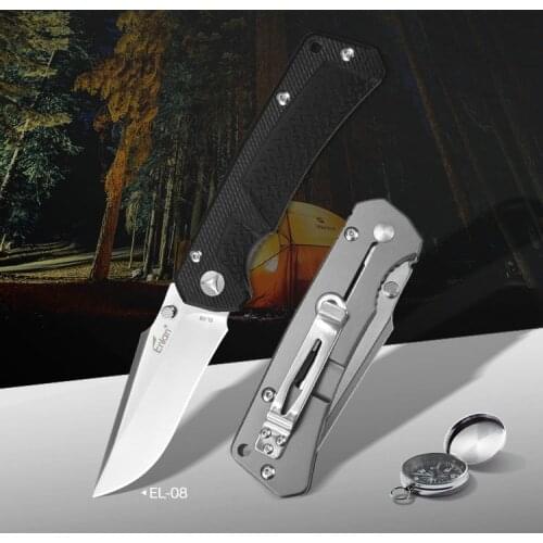 ENLAN EL-08 Folding survival knife 9cr13mov steel blade 59HRC, G-10 Handle tactical stilt outdoor fishing knife,Dropshipping